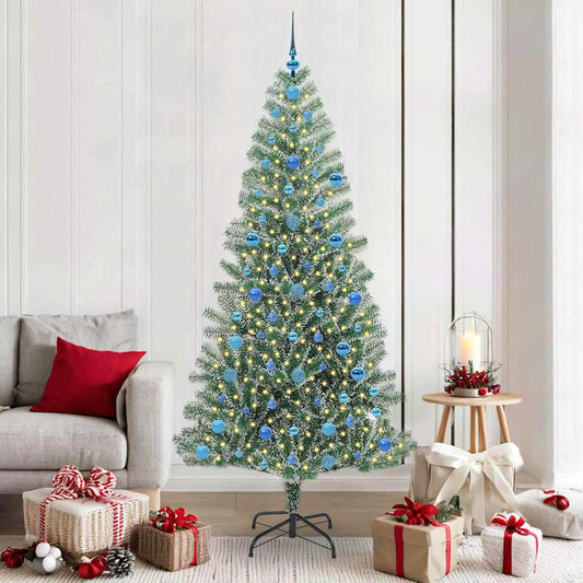 Artificial Christmas Tree Snow Flocked with LED Light 210 cm with LEDs&blue balls