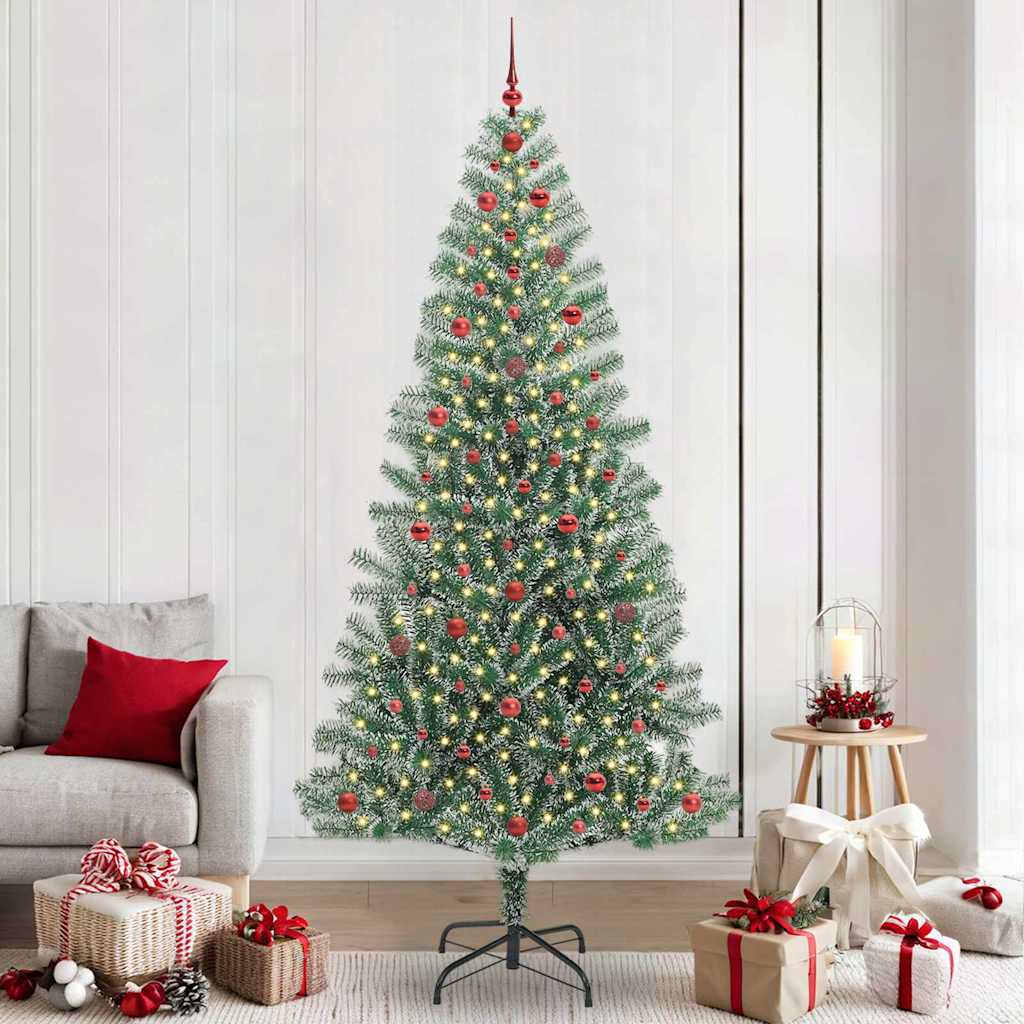 Artificial Christmas Tree Snow Flocked with LED Light 240 cm with LEDs&red balls