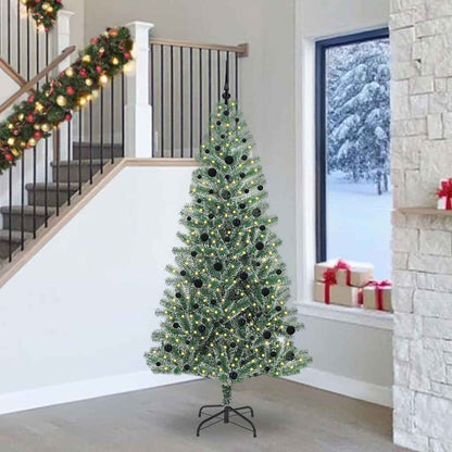 Artificial Christmas Tree Snow Flocked with LED Light 240 cm with LEDs&black balls