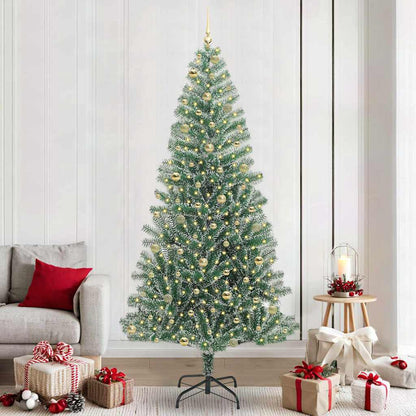 vidaXL Artificial Christmas Tree Snow Flocked with LED Light 240 cm 1