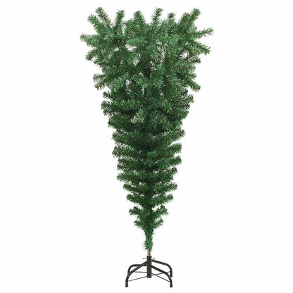 Upside-down Artificial Pre-lit Christmas Tree with Ball Set PVC Width 150 cm with 61 red balls