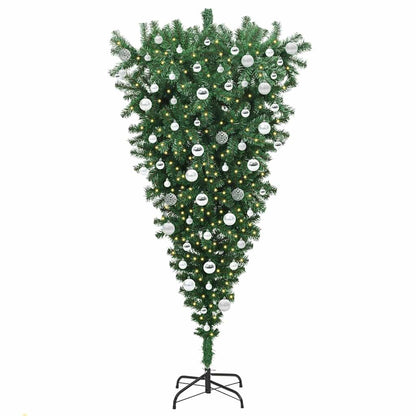vidaXL Upside-down Artificial Pre-lit Christmas Tree with Ball Set PVC 3