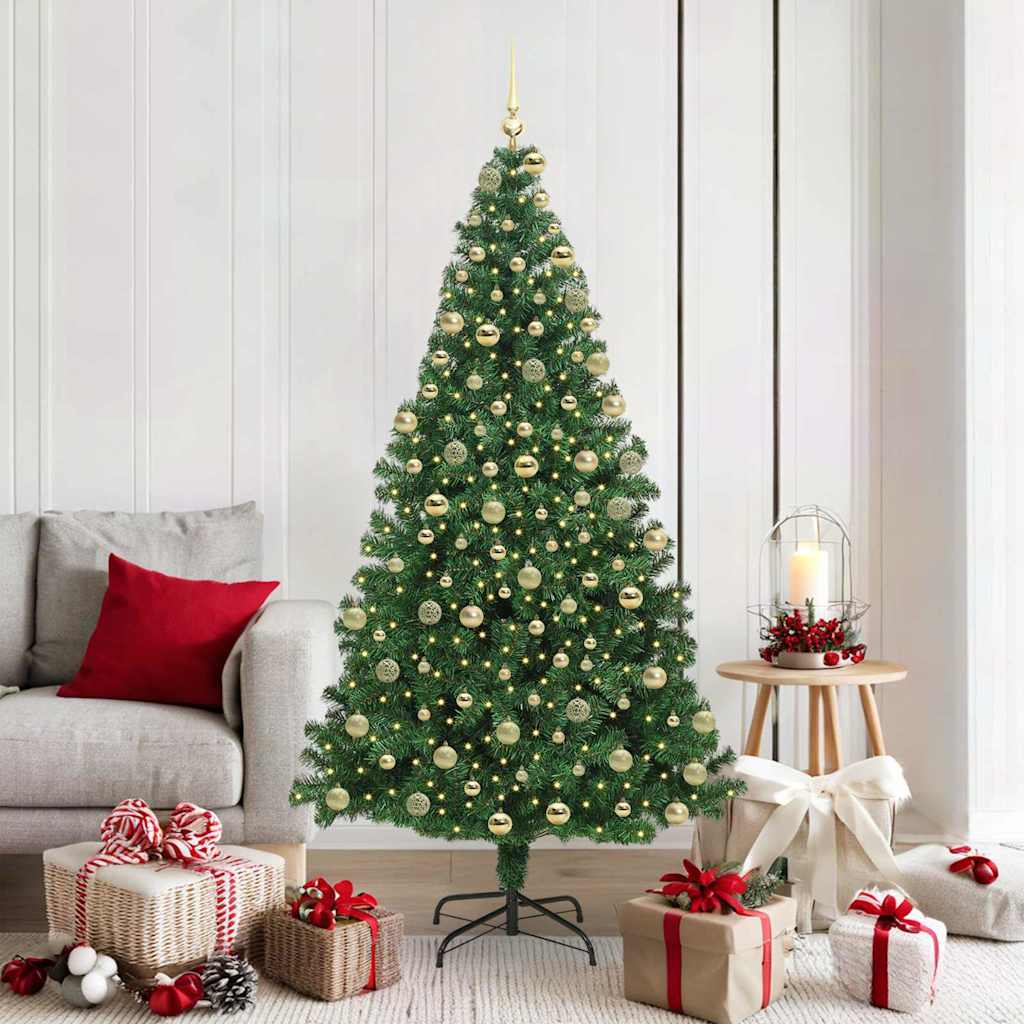 Artificial Christmas Tree with 300 LEDs with Stand Green 180 cm with 120 gold balls