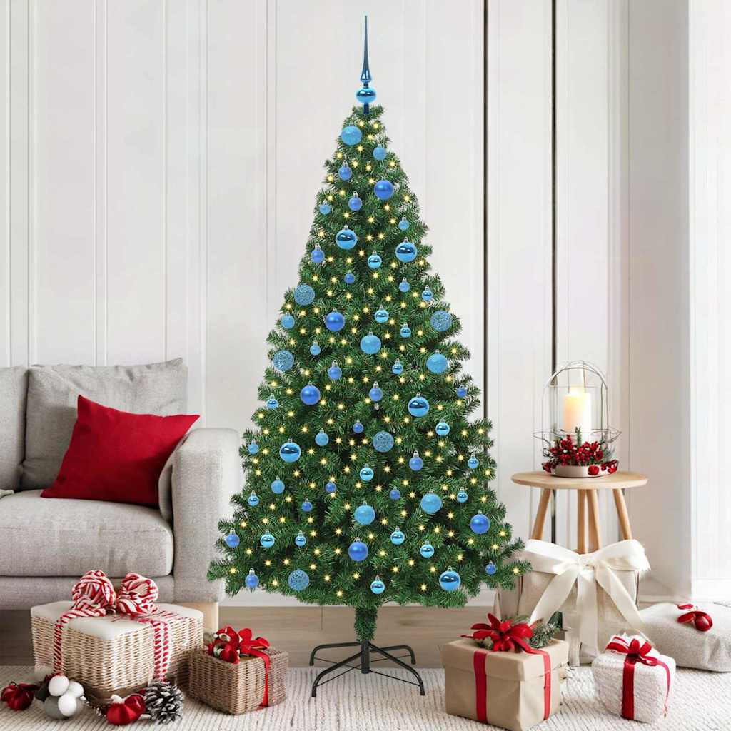 Artificial Christmas Tree with 300 LEDs with Stand Green 180 cm with 120 blue balls