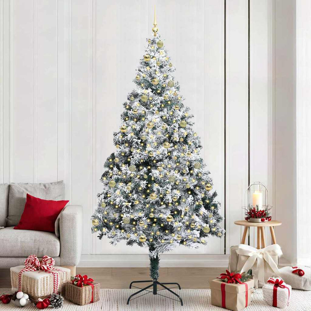 vidaXL Artificial Christmas Tree with 300 LEDs with Stand White 240 cm