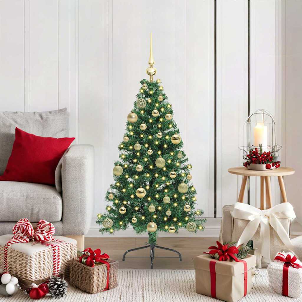 Artificial Pre-lit Christmas Tree PVC 120 cm Green with 61 gold balls