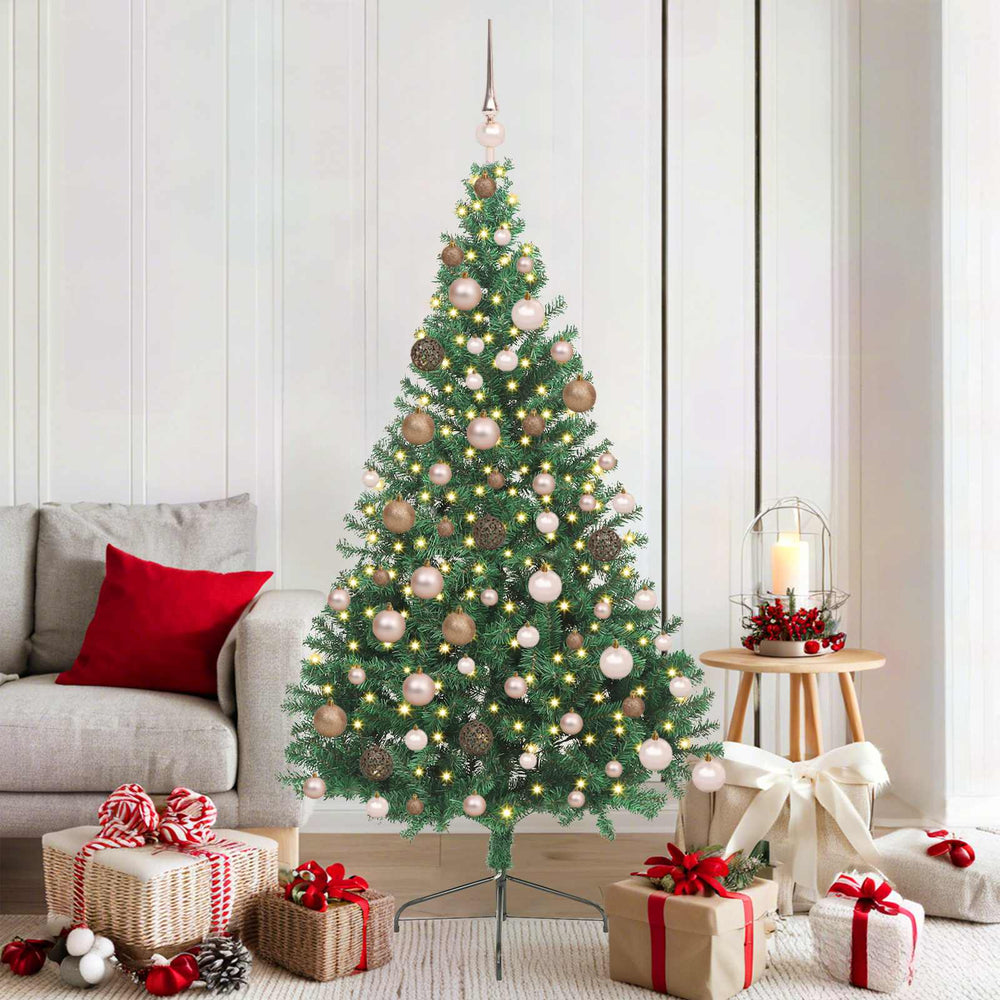 vidaXL Artificial Pre-lit Christmas Tree Green 180 cm PVC