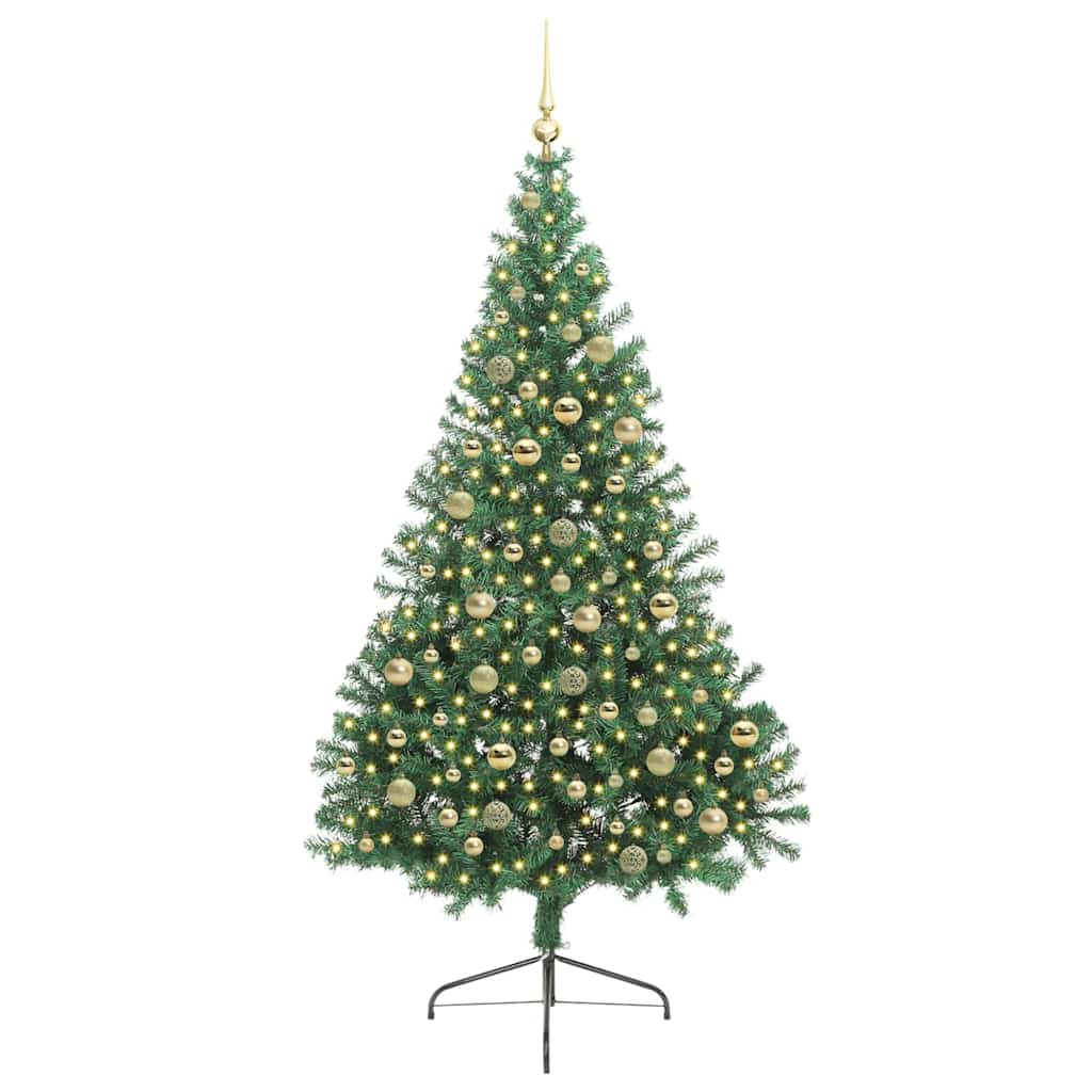 vidaXL Artificial Pre-lit Christmas Tree Green 210 cm PVC 3