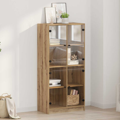 Bookcase with Doors 136x37x142 cm Engineered Wood Artisan oak 68 cm