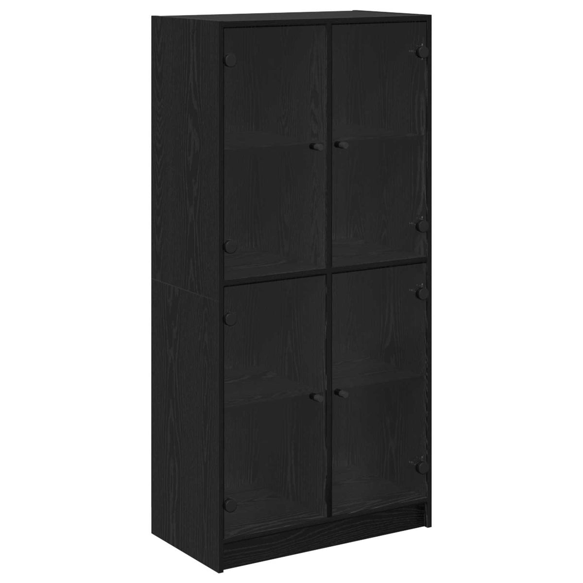 Bookcase with Doors 136x37x142 cm Engineered Wood Black oak 68 cm