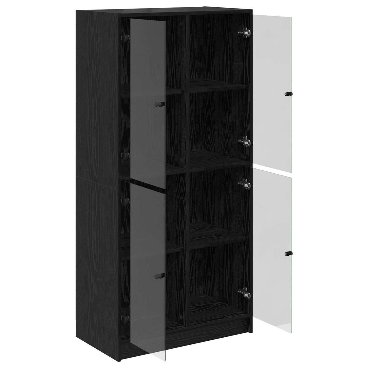 Bookcase with Doors 136x37x142 cm Engineered Wood Black oak 68 cm