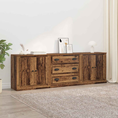 Sideboards 3 pcs Engineered Wood Old wood