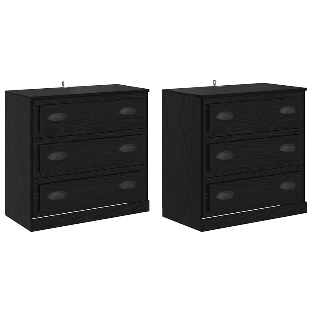 Sideboards 2 pcs Engineered Wood Black oak