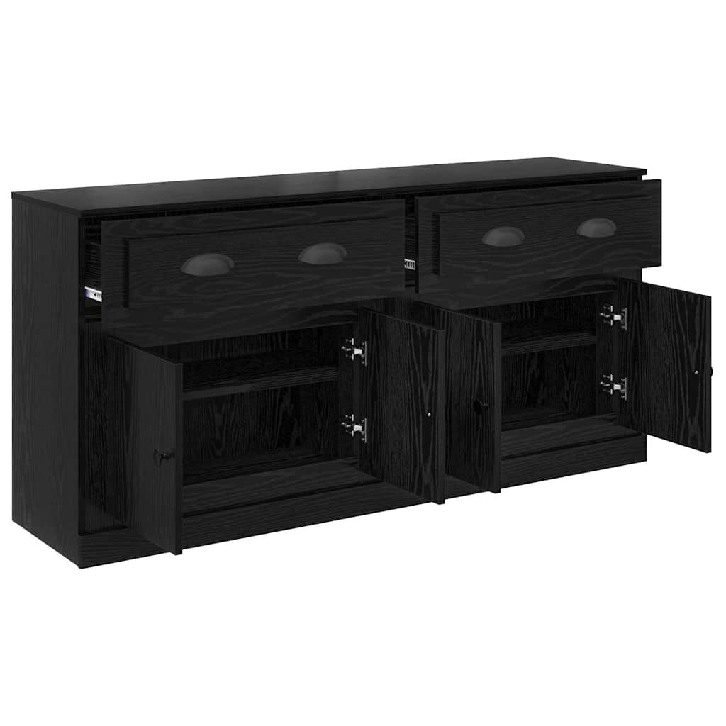 Sideboards 2 pcs Engineered Wood Black oak