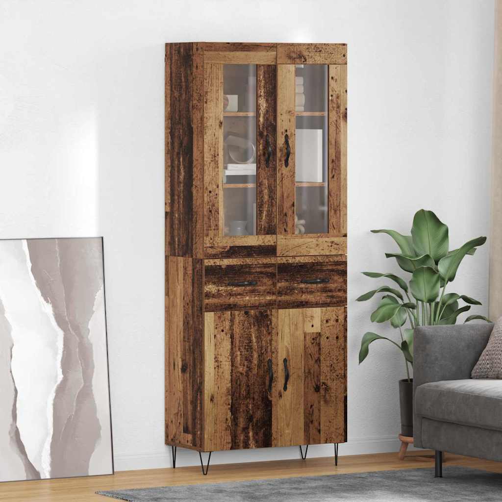 Highboard 69.5x34x180 cm Engineered Wood 2 Doors 2 Drawers Old wood
