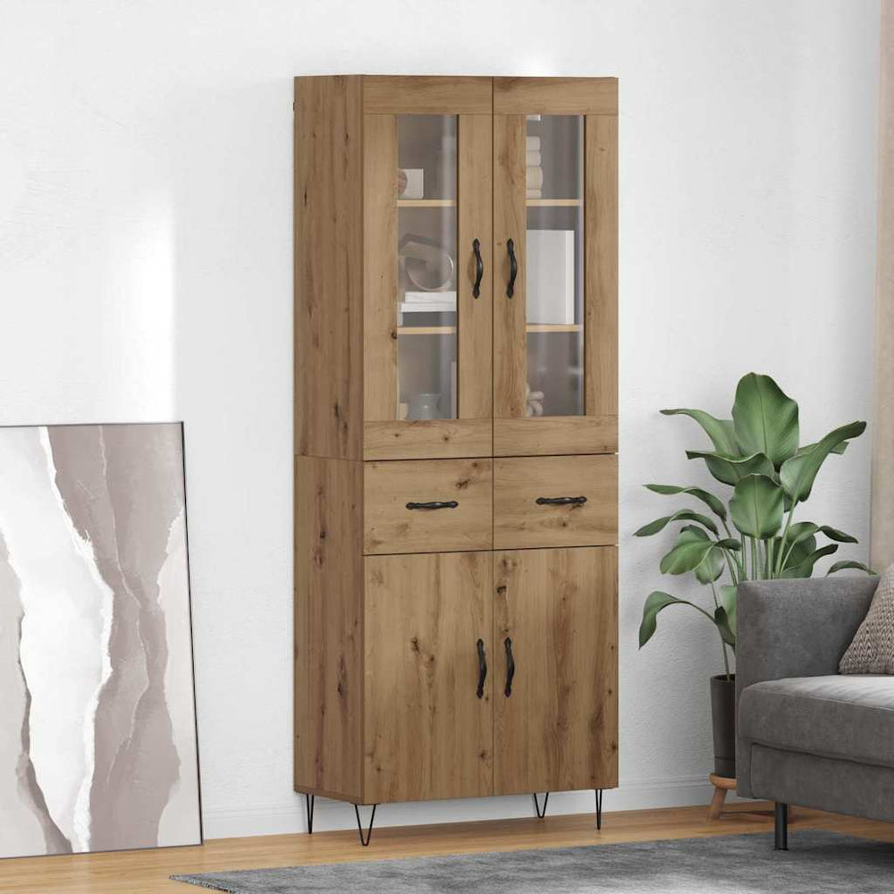 vidaXL Highboard 69.5x34x180 cm Engineered Wood 2 Doors 2 Drawers