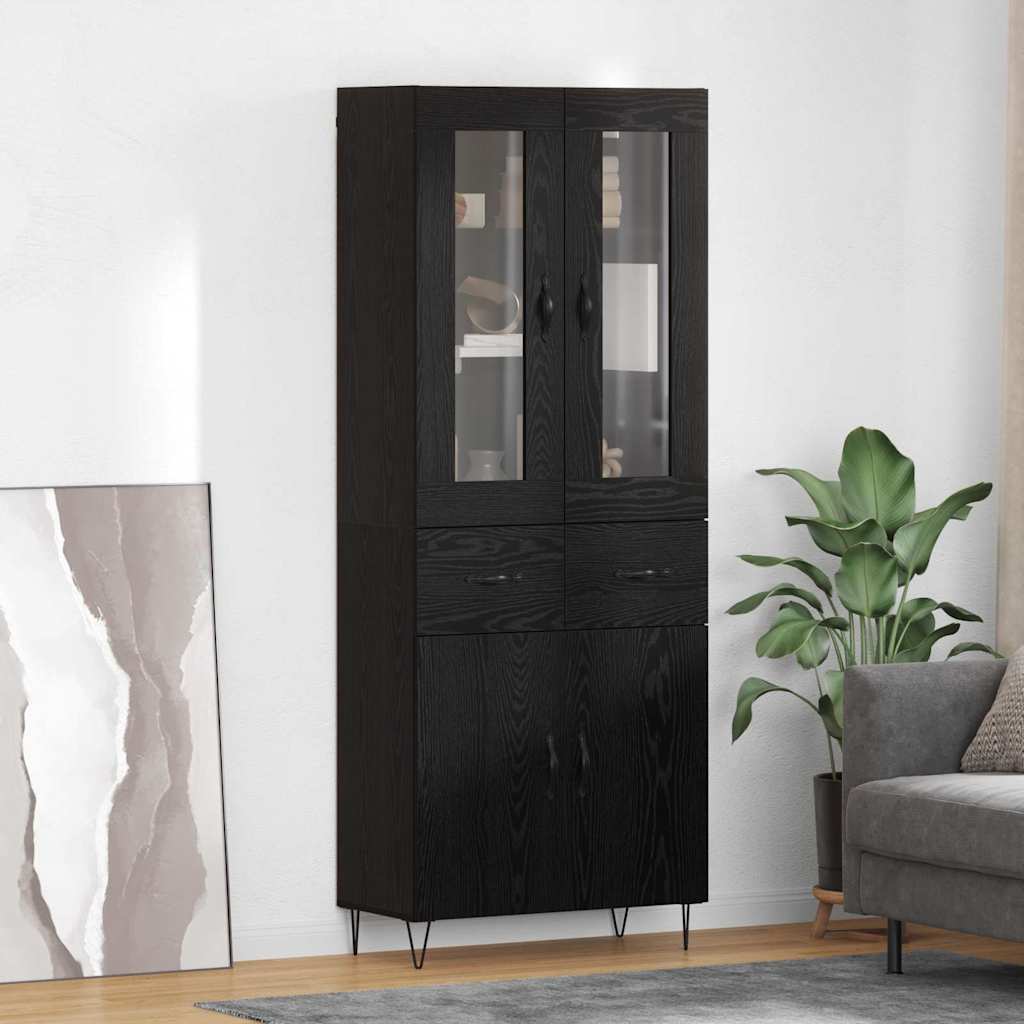 Highboard 69.5x34x180 cm Engineered Wood 2 Doors 2 Drawers Black oak