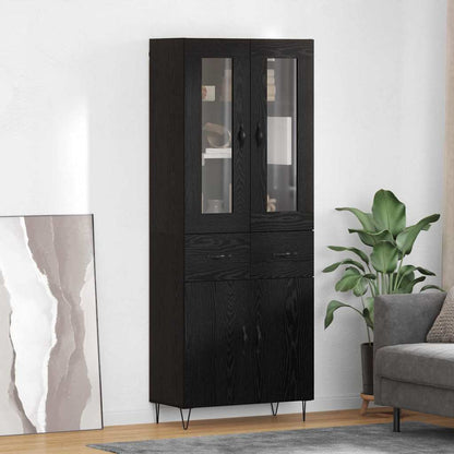 Highboard 69.5x34x180 cm Engineered Wood 2 Doors 2 Drawers Black oak