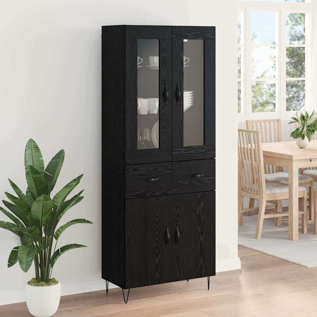 Highboard 69.5x34x180 cm Engineered Wood 2 Doors 2 Drawers Black oak
