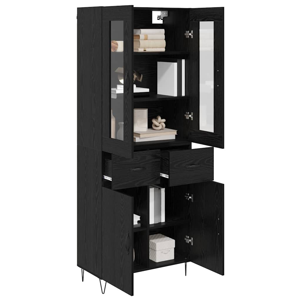 Highboard 69.5x34x180 cm Engineered Wood 2 Doors 2 Drawers Black oak