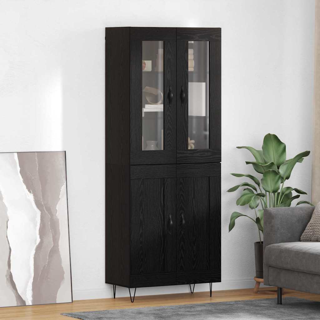 Highboard 69.5x34x180 cm Engineered Wood 2 Wood Doors Black oak