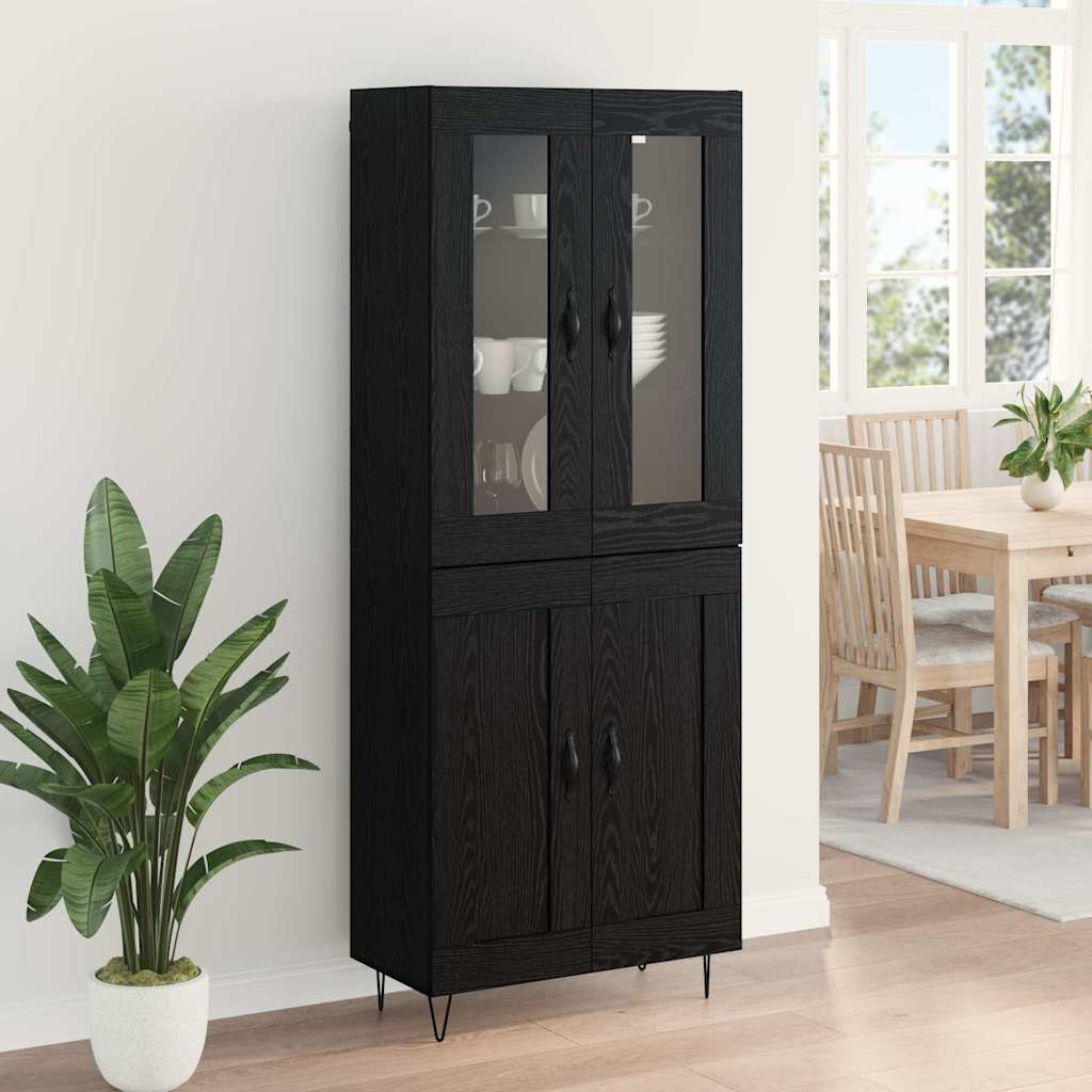 Highboard 69.5x34x180 cm Engineered Wood 2 Wood Doors Black oak