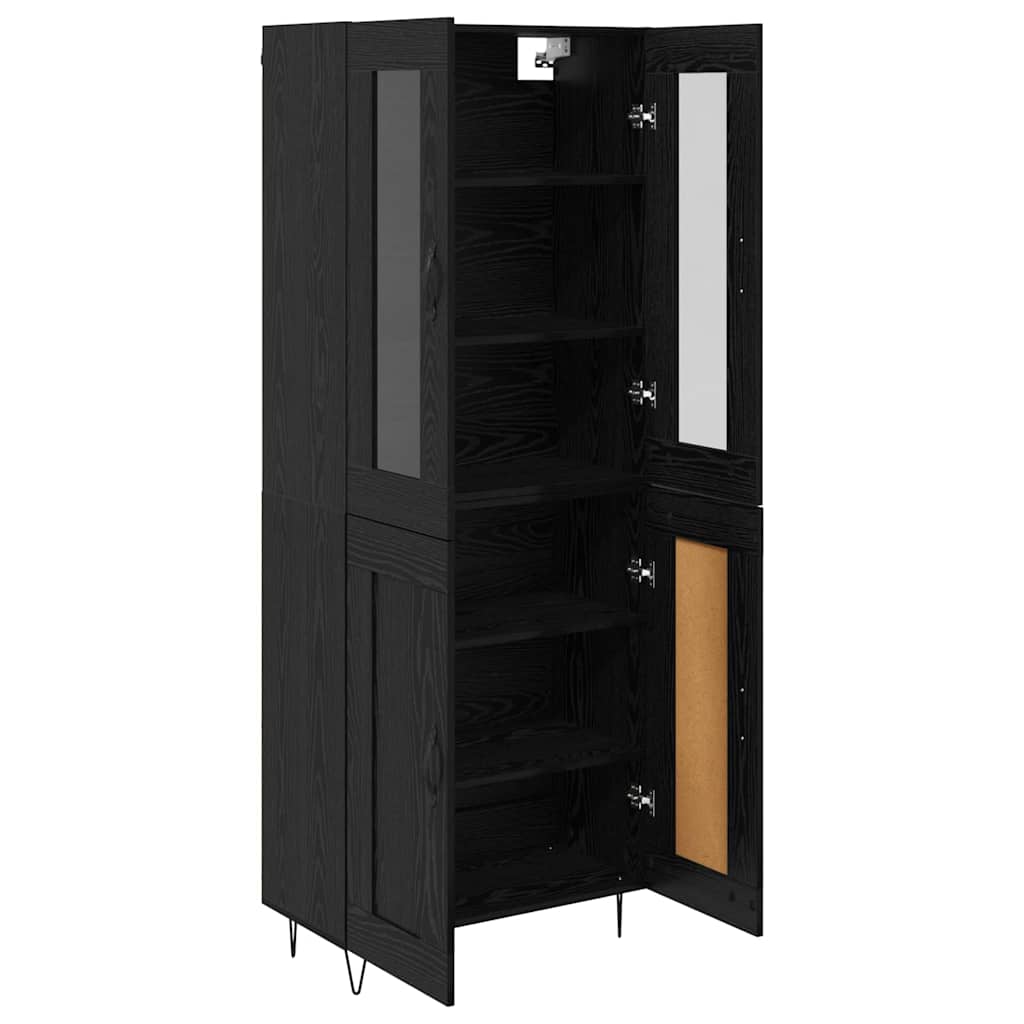 Highboard 69.5x34x180 cm Engineered Wood 2 Wood Doors Black oak