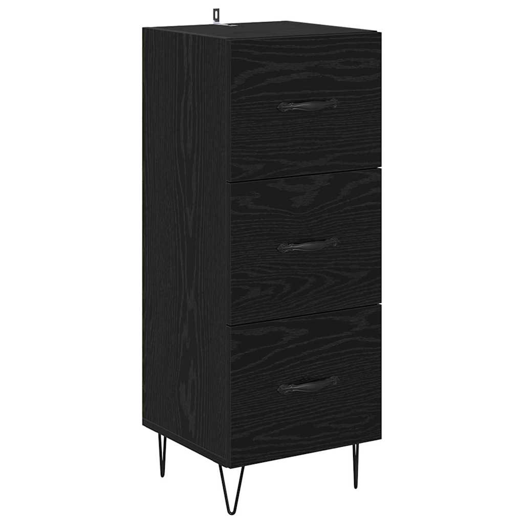 Highboard 34.5x34x180 cm Engineered Wood 3 Drawers Black oak