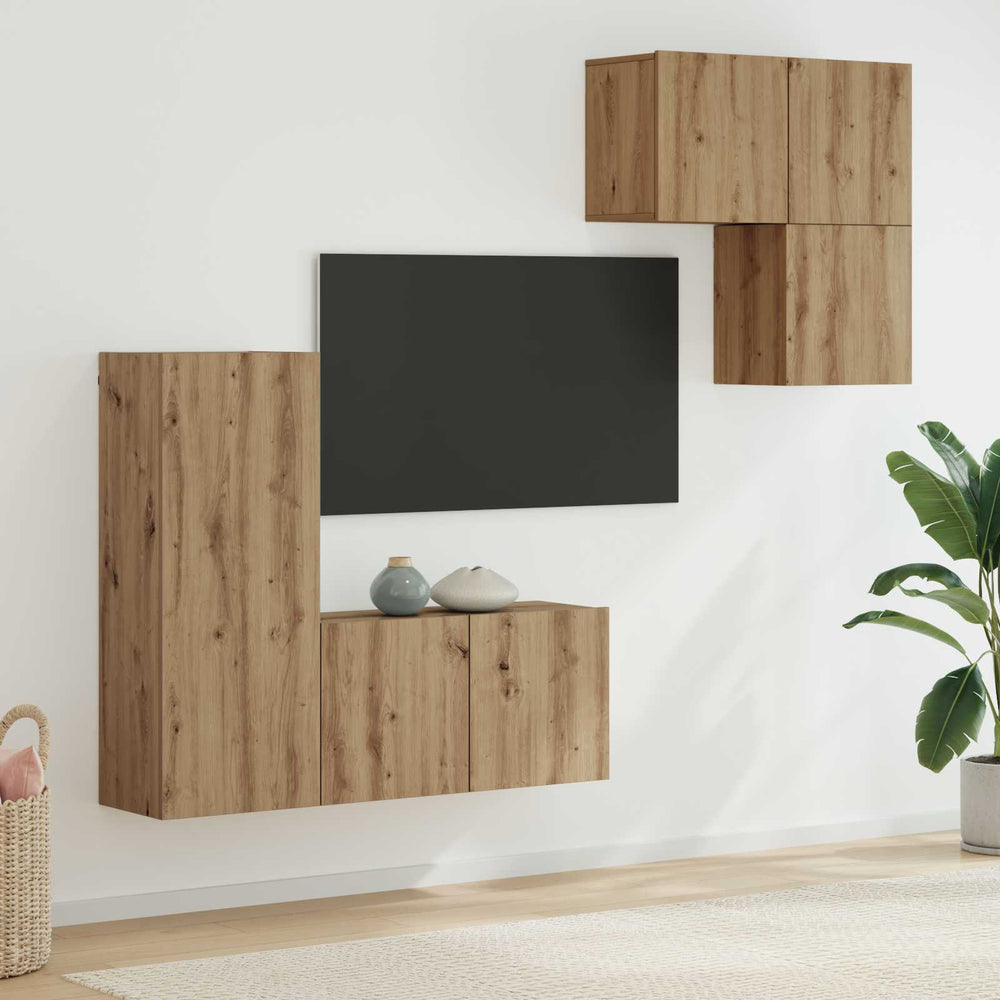 vidaXL 4 Piece TV Wall Units Engineered Wood