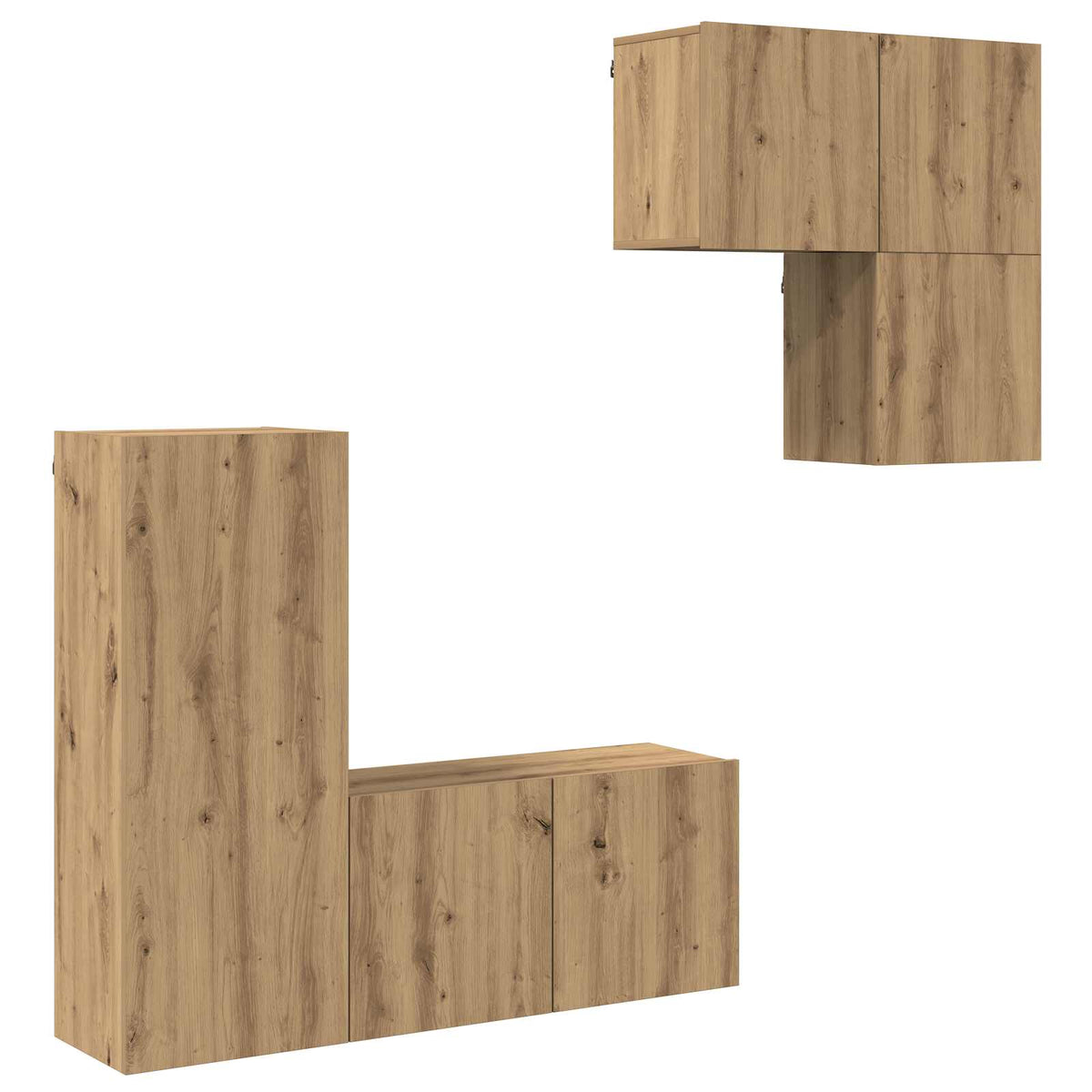 4 Piece TV Wall Units Engineered Wood Artisan oak