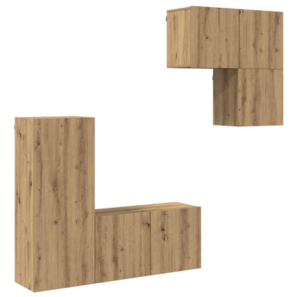 4 Piece TV Wall Units Engineered Wood Artisan oak