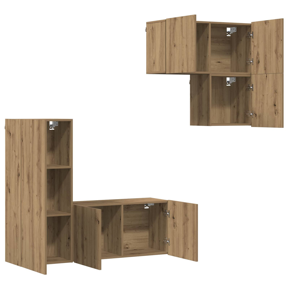 4 Piece TV Wall Units Engineered Wood Artisan oak