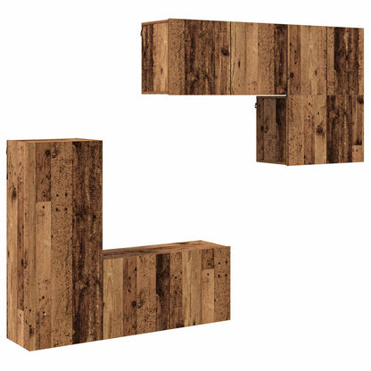5 Piece TV Wall Units Engineered Wood Old wood