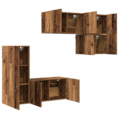 5 Piece TV Wall Units Engineered Wood Old wood