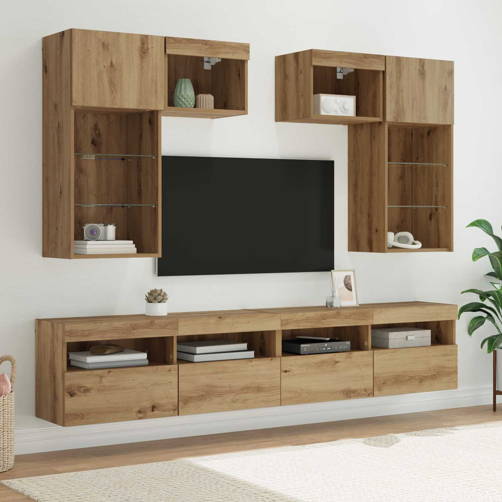 vidaXL 5 Piece TV Wall Units with LED Engineered Wood