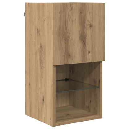 4 Piece TV Wall Cabinets with LED Lights Artisan oak