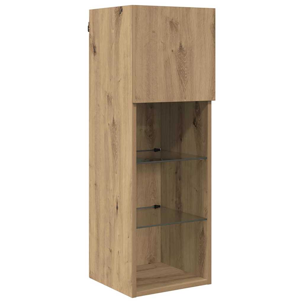 5 Piece TV Wall Units with LED Engineered Wood Artisan oak