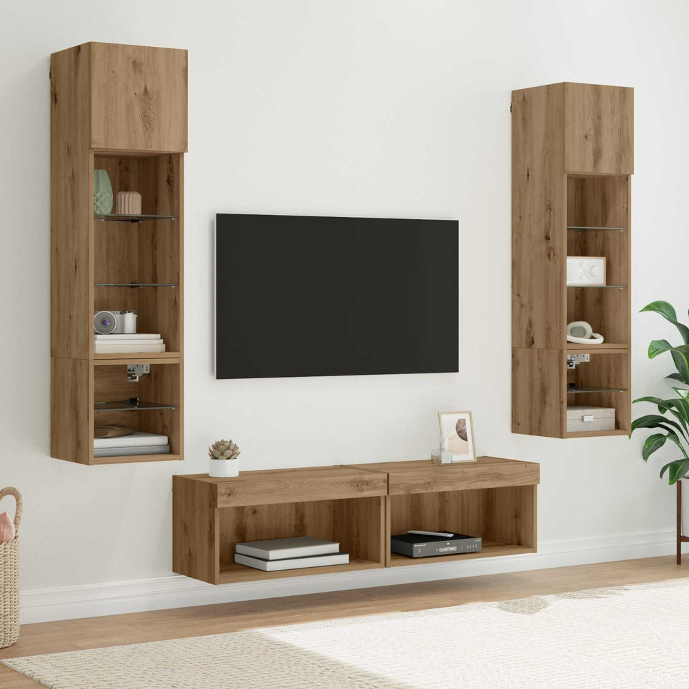 vidaXL 6 Piece TV Wall Units with LED Engineered Wood