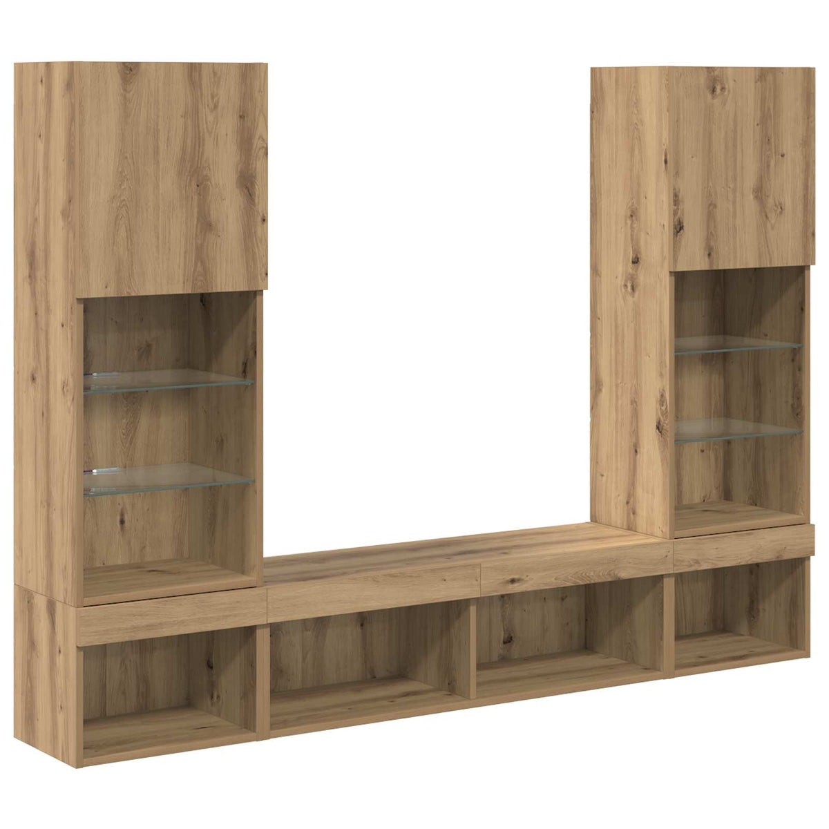 5 Piece TV Wall Units with LED Engineered Wood Artisan oak