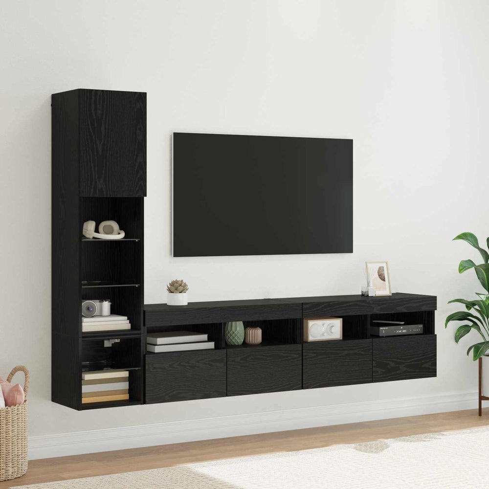 vidaXL 4 Piece TV Wall Units with LED Engineered Wood