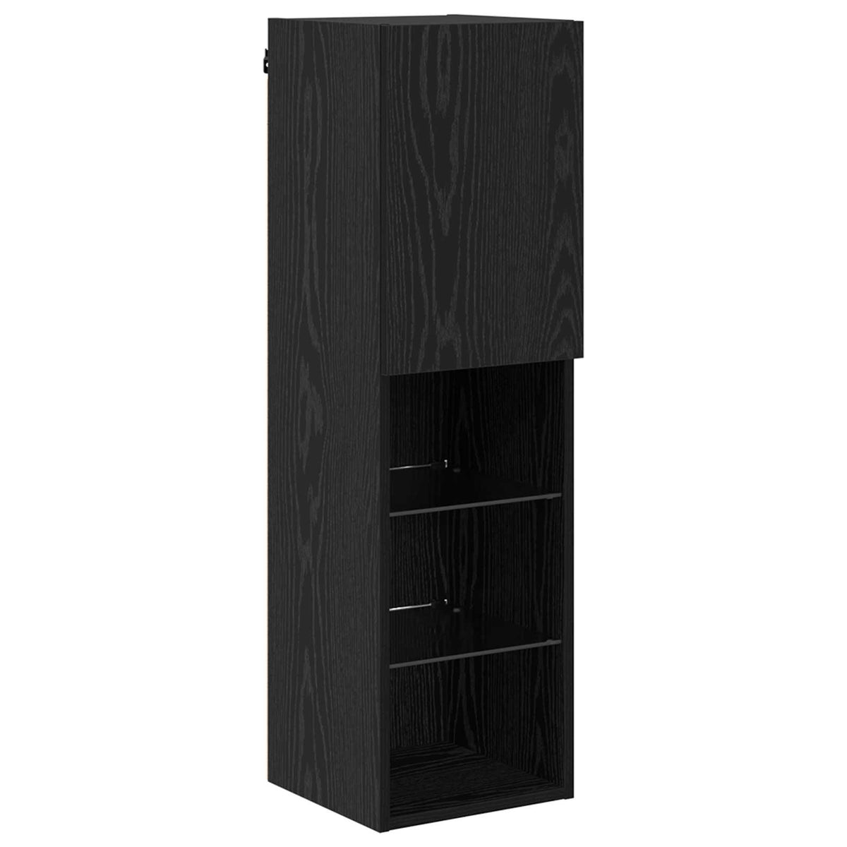 7 Piece TV Wall Cabinet Set with LED Lights Black oak