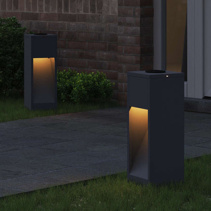 Solar Led Pathway Light 2 pcs Warm White Anthracite 18 x 18 x 50 cm