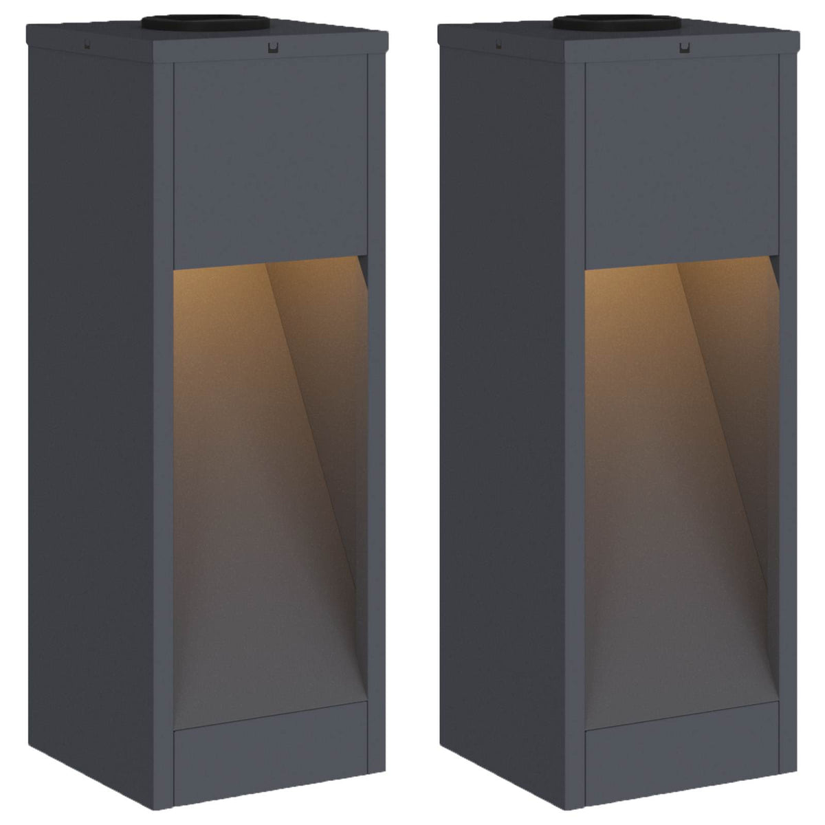 Solar Led Pathway Light 2 pcs Warm White Anthracite 18 x 18 x 50 cm