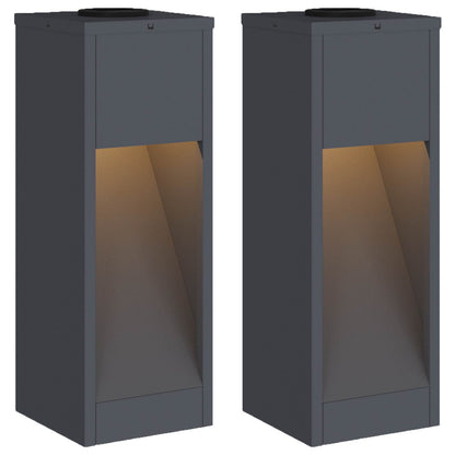 Solar Led Pathway Light 2 pcs Warm White Anthracite 18 x 18 x 50 cm
