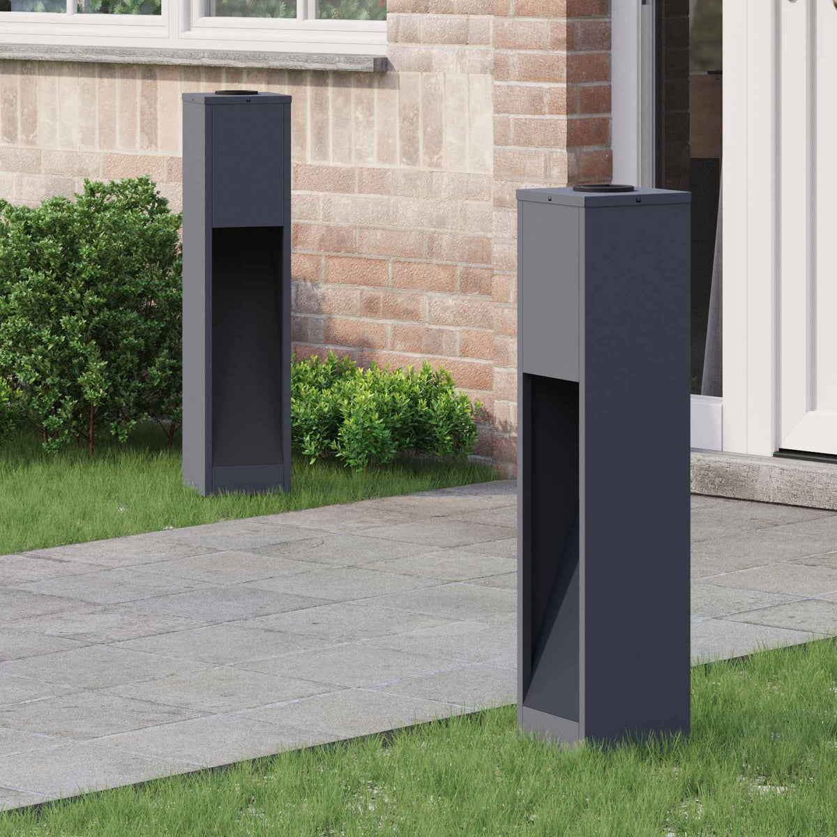 Solar Led Pathway Light 2 pcs Warm White Anthracite 18 x 18 x 80 cm