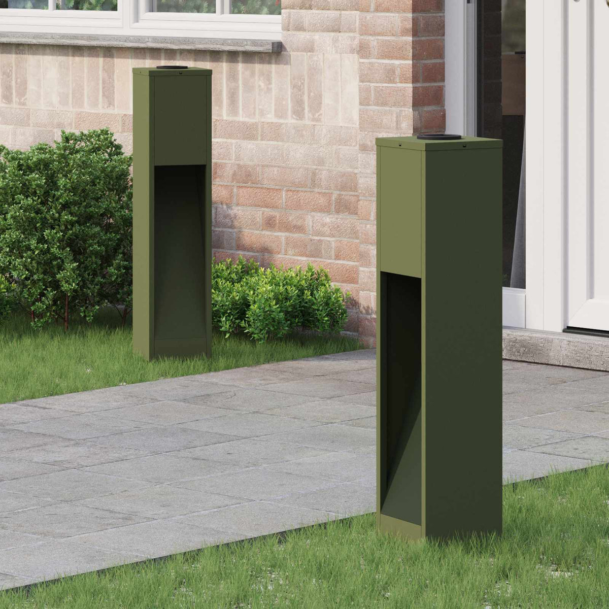 Solar Led Pathway Light 2 pcs Warm White Olive green 18 x 18 x 80 cm