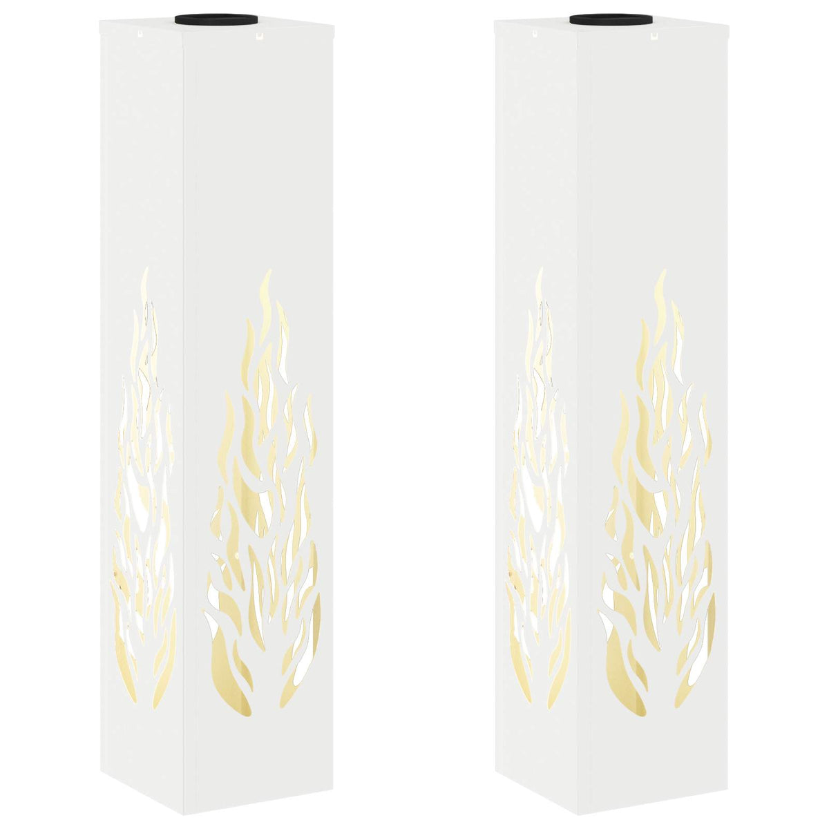 Solar LED Pathway Light 2 pcs Warm White 18 x 18 x 80 cm Flame Pattern White