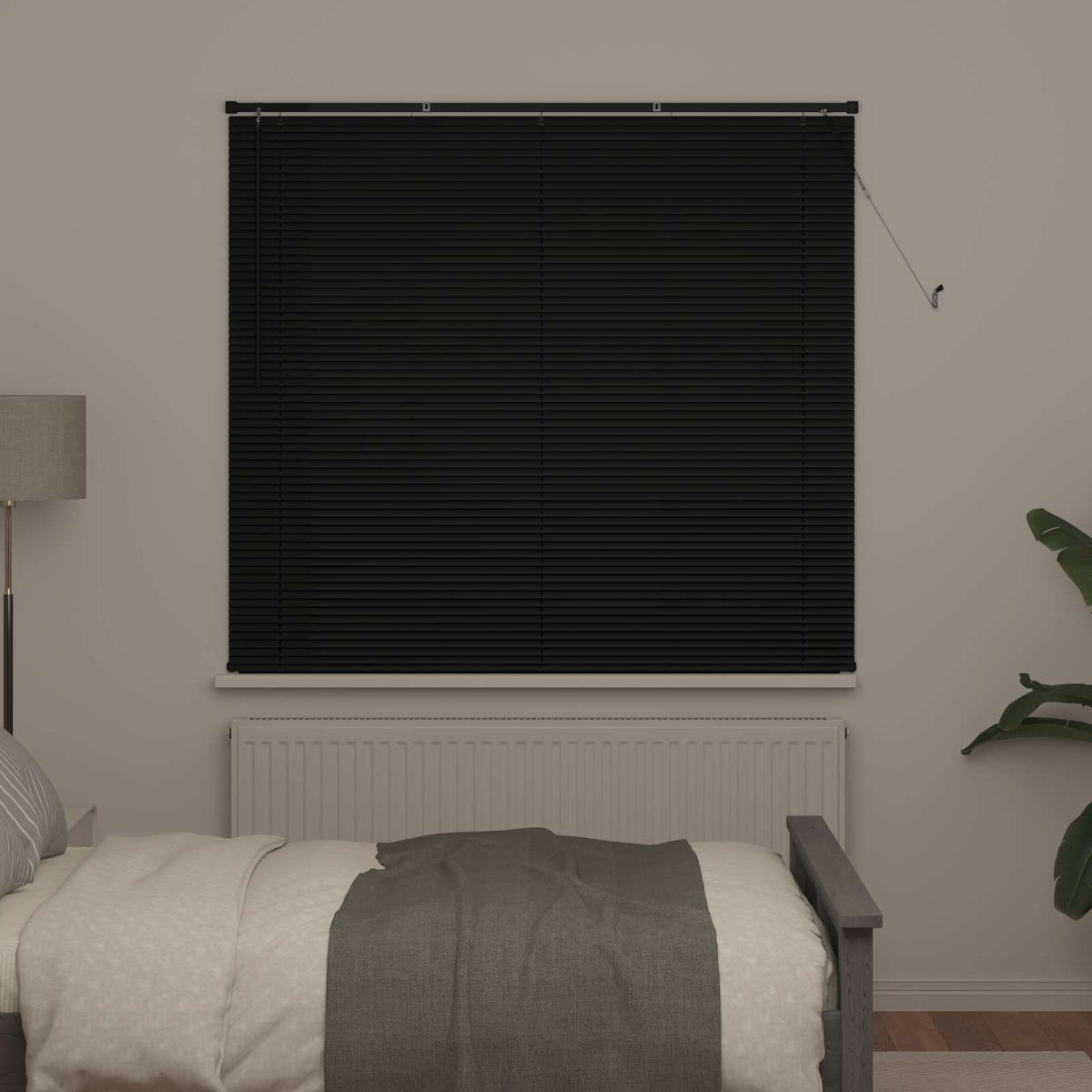 Venetian Blind 25 mm PVC Drop 150 cm Black 140 cm