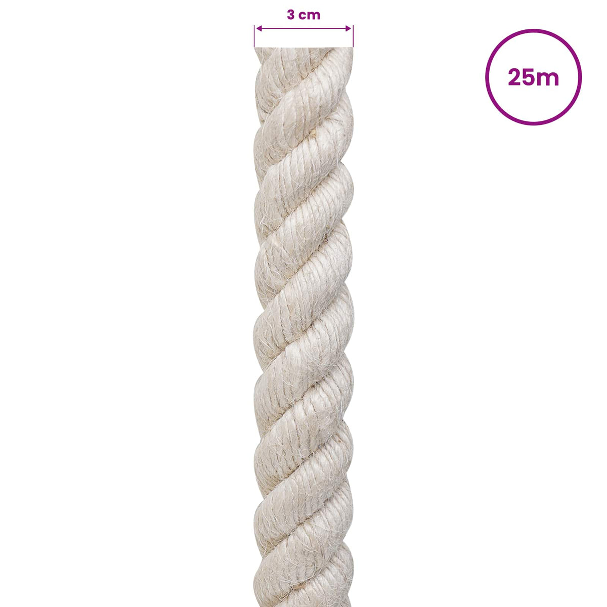 Jute Rope 100% Tossa jute White Length 25 m 30 mm