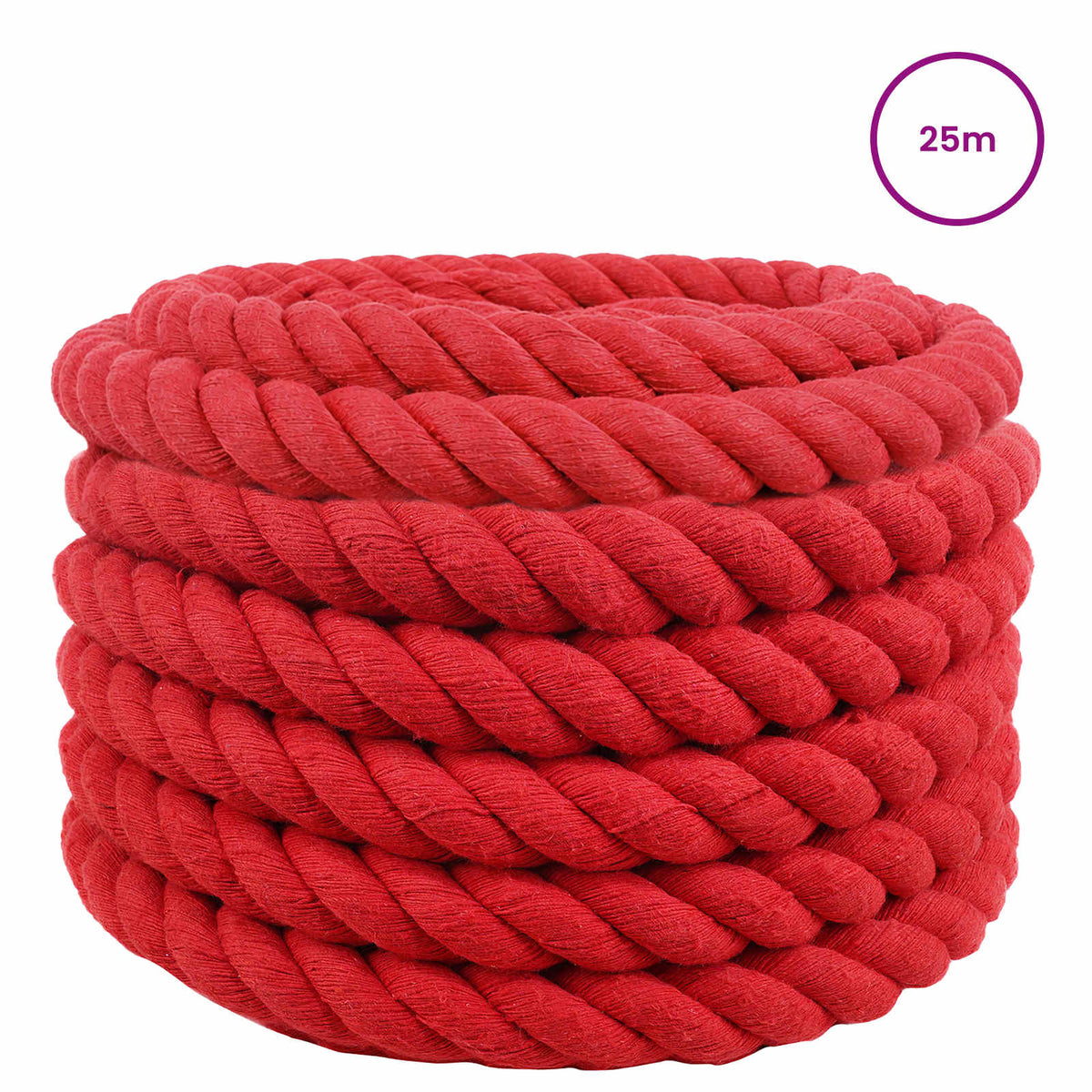Cotton Rope 100% Cotton Red Length 25 m 30 mm